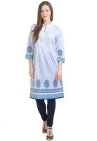 Libas Light Blue Printed Kurtas