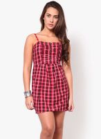 Magnetic Designs Red Colored Checked Shift Dress