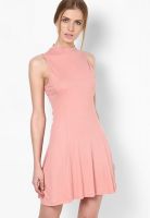 Miss Selfridge Pink Rib Cutout Back Dress