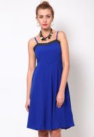 Nun Navy Blue Colored Solid Shift Dress