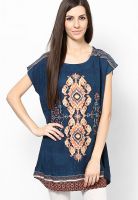 People Navy Blue Printed Kurtis