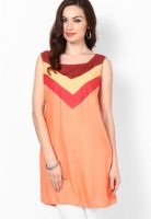 People Orange Solid Kurtis