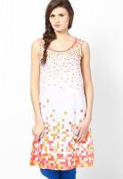 People White Printed Kurtis