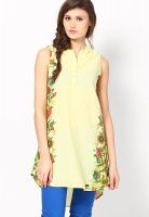 People Yellow Printed Kurtis