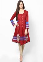 Peppertree Maroon Solid Kurta