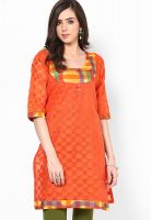 Plume Orange Printed Kurta