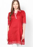 Plume Red Solid Kurta