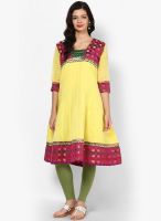 Plume Yellow Printed Anarkali