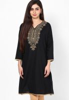 Pluss Black Solid Kurtis