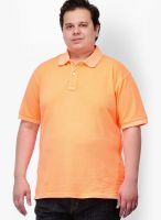 Pluss Orange Solid Polo TShirts