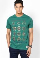 Proline Green Printed Round Neck T-Shirts