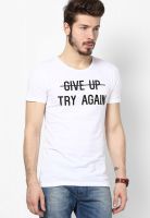 RVLT White Round Neck T-Shirt With One Color Print