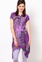 Rain & Rainbow 100% Cotton Purple Kurti