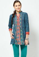 Rain & Rainbow Blue Printed Kurtis