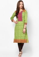 Rain & Rainbow Green Printed Kurtas