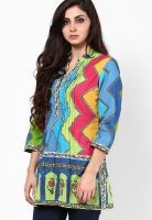 Rain & Rainbow Green Printed Kurtis