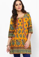 Rain & Rainbow Orange Printed Kurtis