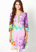 Rain & Rainbow Pink Printed Kurtis