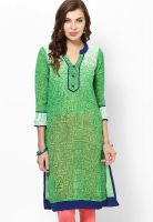 Raindrops Green Printed Kurtas