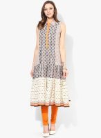 Rangmanch By Pantaloons Off White Printed Kurtas