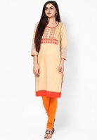 Rangriti Beige Printed Kurtas