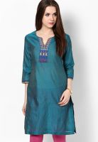 Rangriti Green Striped Kurtas