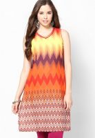 Rangriti Orange Printed Kurtis