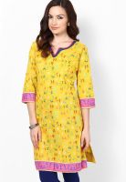 Rangriti Yellow Printed Kurtis