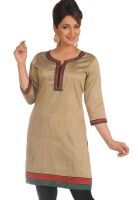 Salwar Studio Beige Solid Kurtis