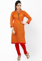 Salwar Studio Orange Printed Kurtis