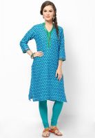 Shree Aqua Blue Printed Kurta