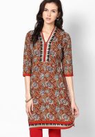 Shree Mustard Yellow Embroidered Kurtis