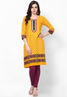 Shree Mustard Yellow Printed Kurta