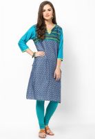 Shree Navy Blue Printed Kurta