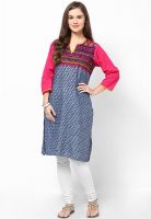 Shree Navy Blue Printed Kurta