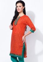 Shree Orange Printed Kurtis