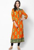 Shree Orange Printed Kurtis