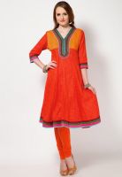 Shree Orange Printed Kurtis