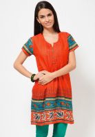 Shree Orange Printed Kurtis