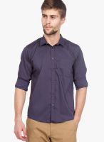 Slub Blue Solid Slim Fit Casual Shirt