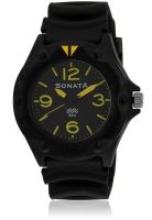 Sonata Superfibre Nd7975pp01 Black/Black Analog Watch