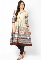 Span Beige Printed Kurta