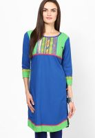 Span Blue Printed Kurta