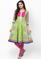 Span Green Printed Kurta