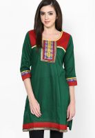 Span Green Solid Kurta