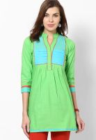 Span Green Solid Kurtis