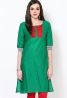 Span Green Solid Kurtis