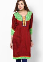 Span Maroon Printed Kurtis