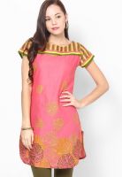 Span Pink Embroidered Kurta