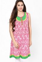 Span Pink Printed Kurta